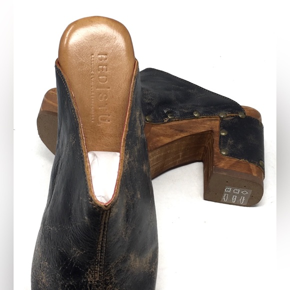 Bed Stu DEVA Mule Clogs Platform Sandal Black Lux Distressed Leather - Picture 10 of 14